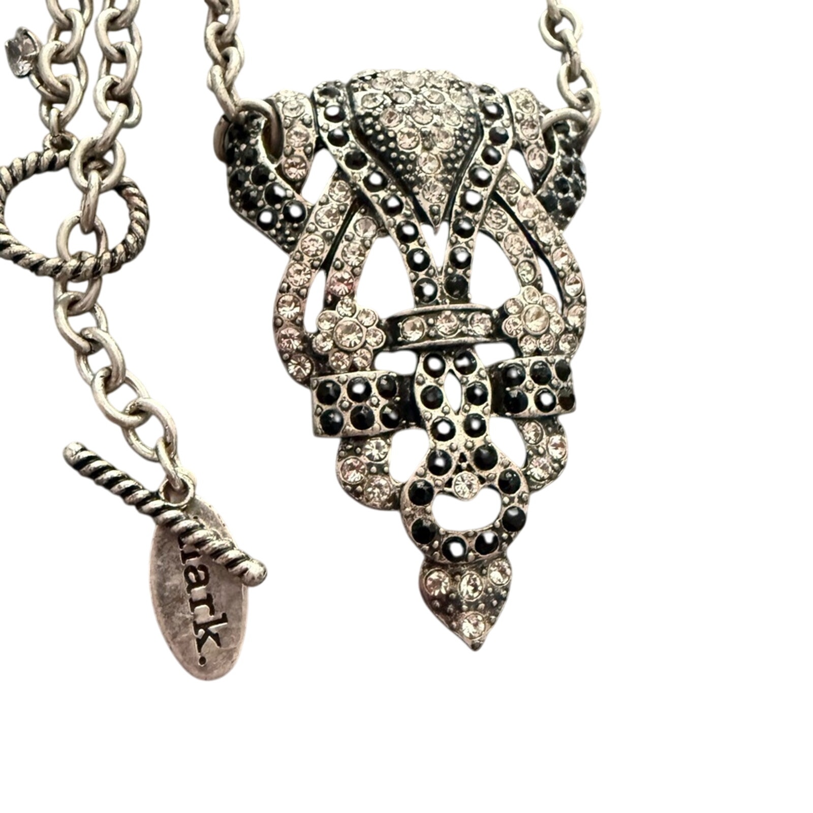 Mark Silver Tone Bling Pendant Necklace 25$